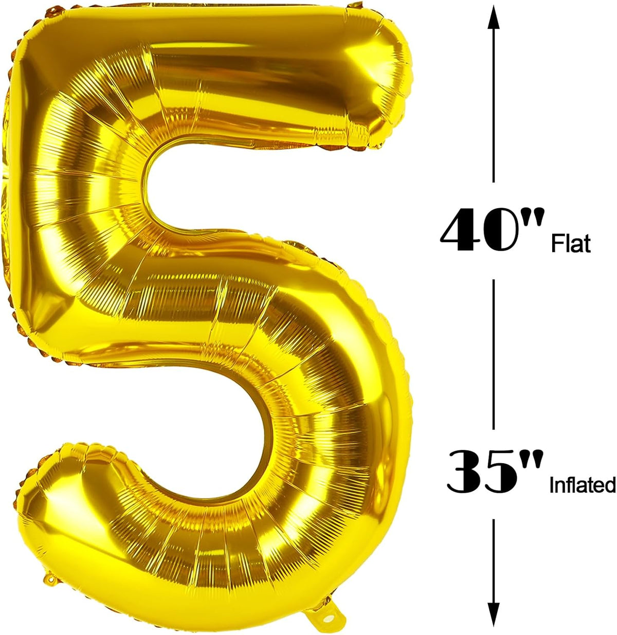 Gold 40 Inch Large Number 5 Birthday Balloon, Five 5th 15 25 35 50 55 Birthday Celebration