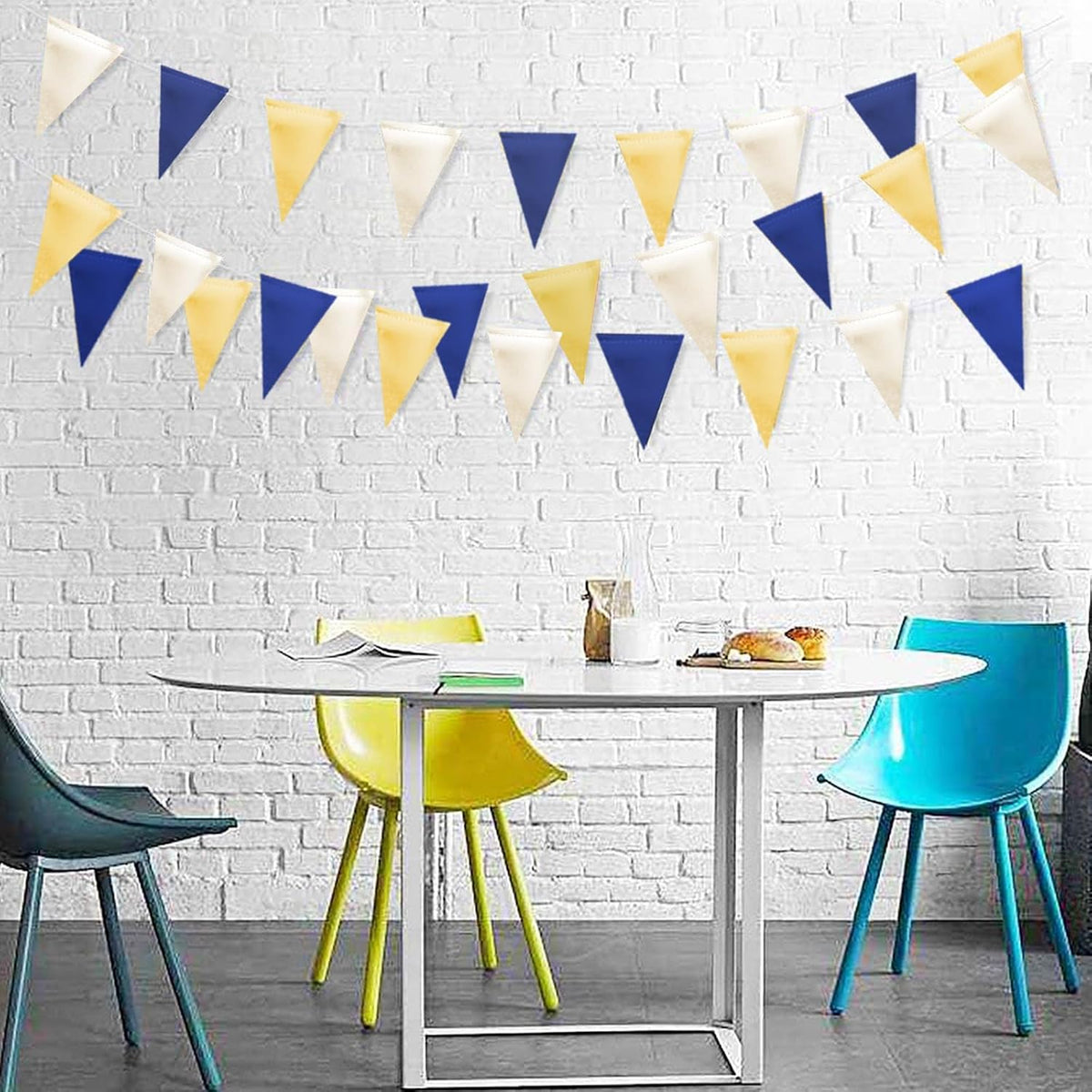 MerryNine Triangle Flag Bunting Banner, 3 Pack Vintage Style Pennant Banner for Wedding, Baby