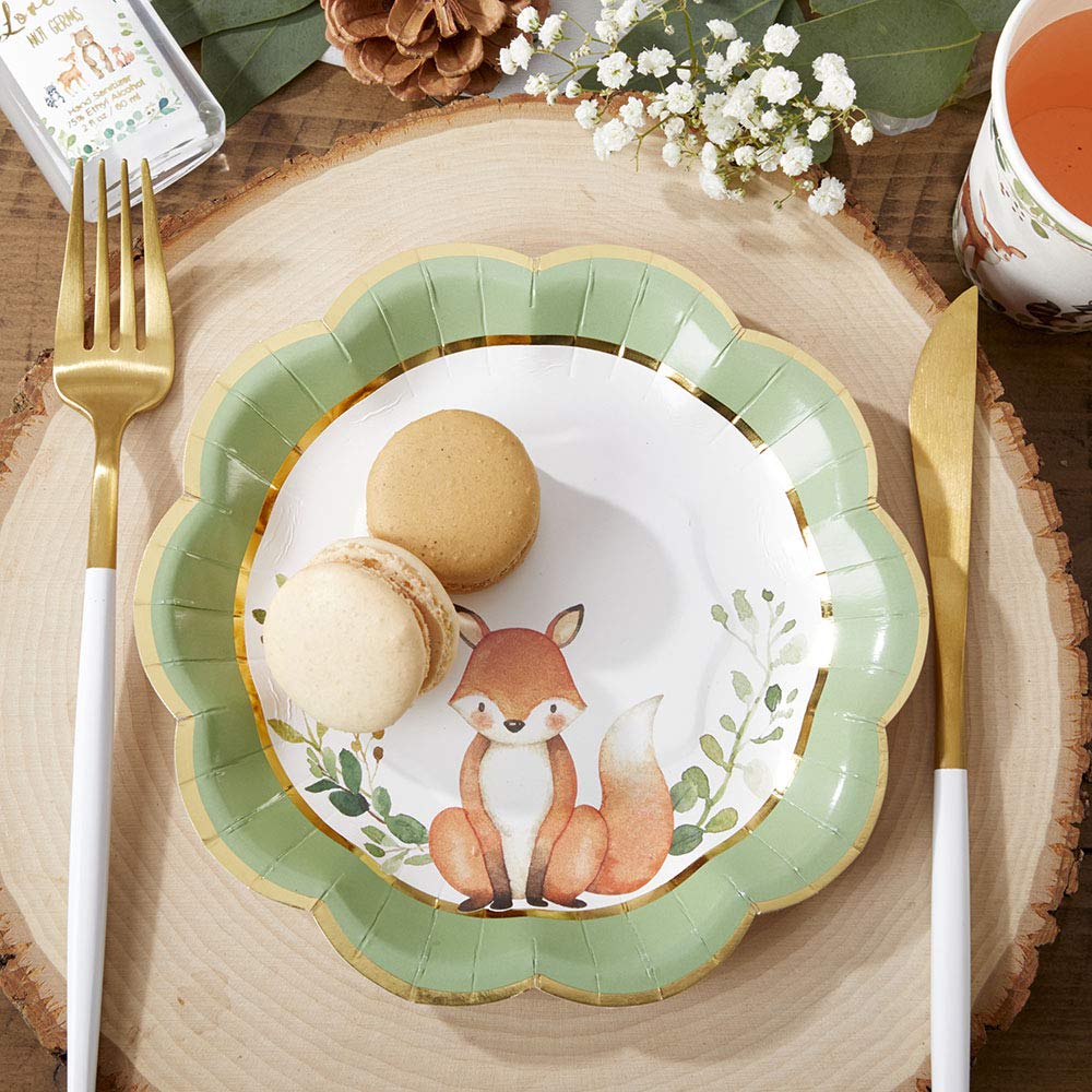Kate Aspen Woodland Baby Shower Decorations, 62-Piece Disposable Paper Plates & Napkins Party