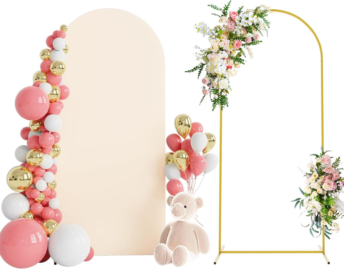 Wokceer 6 FT Wedding Arch Backdrop Stand and Arch Cover Metal Arch Stand with Arch Stand Cover for