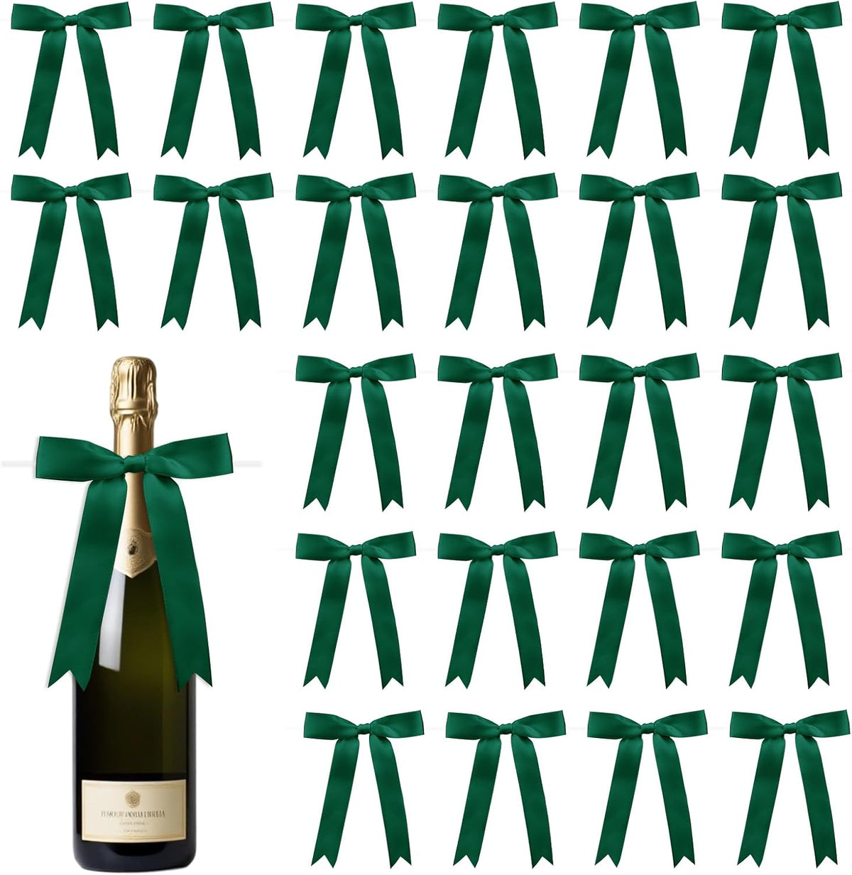 30 Pcs Satin Green Bows with Twist Tie, 5x7 Inchfor Gift Wrapping Cake Treat Bags Craft DIY Gift
