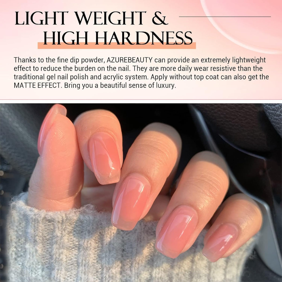 AZUREBEAUTY Dip Powder Nail Starter Kit, 4 Colors Translucent Jelly Nude Gentle Pink Dipping Powder