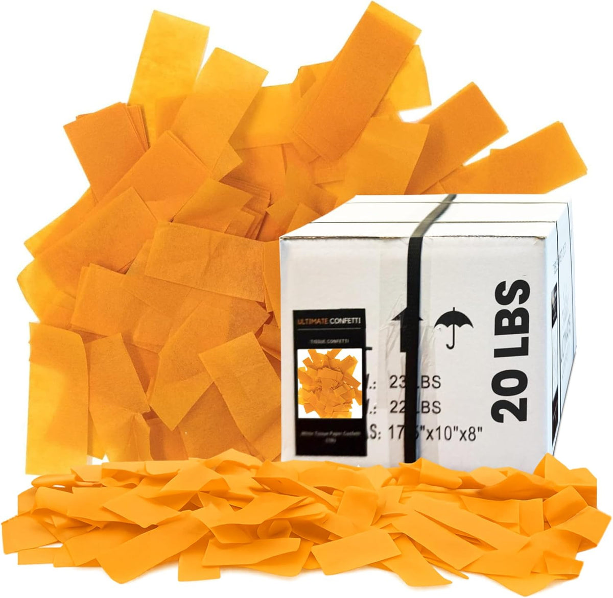 Orange Biodegradable Confetti – Rectangular Fluttering Tissue Paper Confetti for Cannon and