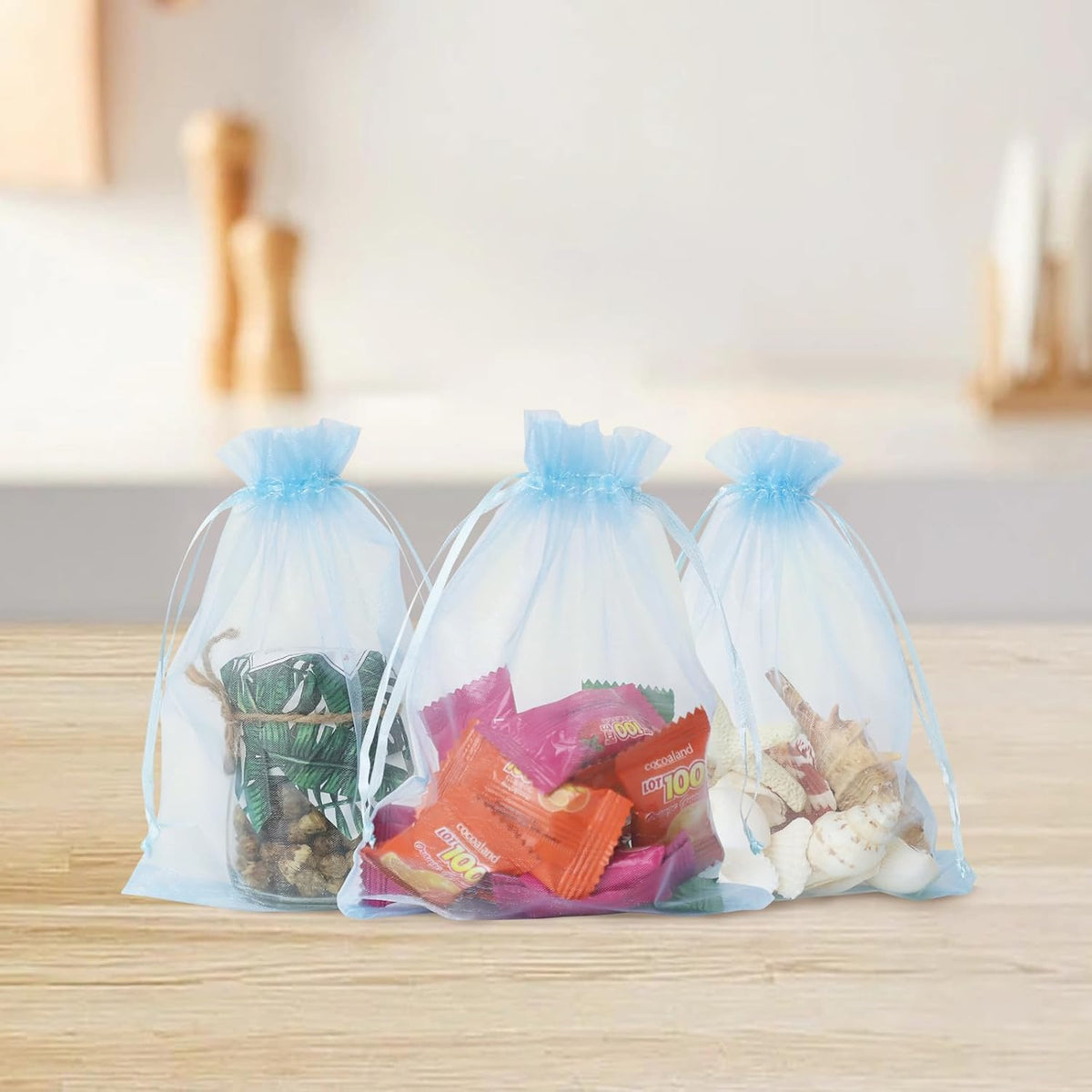 Wudygirl 100PCS Sheer Organza Bags - 5x7 Inch Drawstring Jewelry & Candy Favor Bags for Wedding