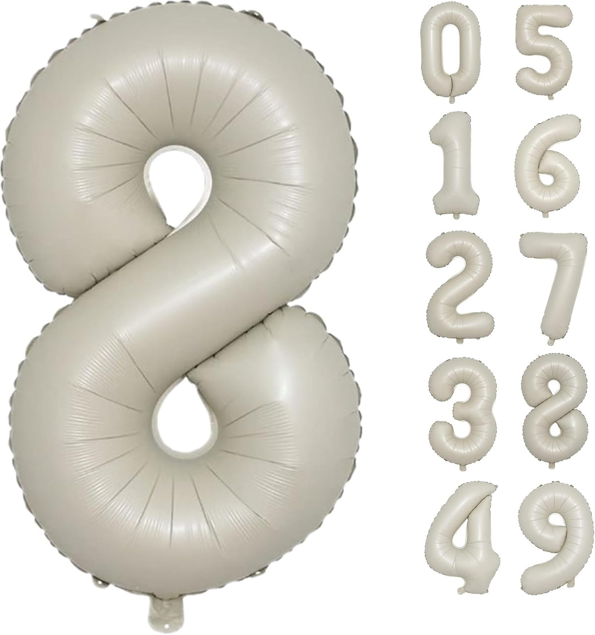 40 Inch Cream White Number 8 Balloon Mylar Big Foil Helium Number 8 18 28 38 48 58 68 88 Balloon