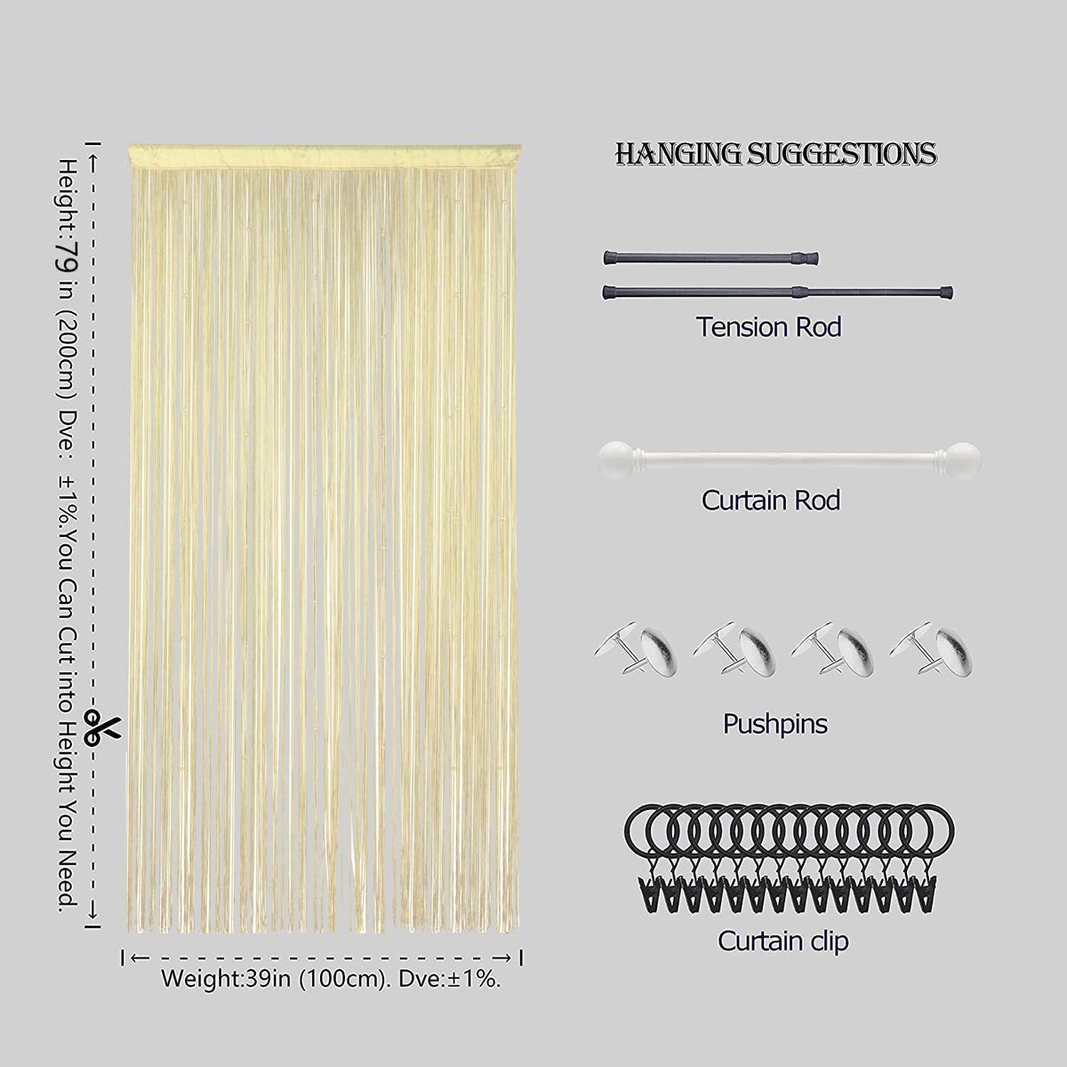 Beaded Curtain Beads Door String Curtains Ideal for Living Room Decor Wall Hanging Fringe Doorway