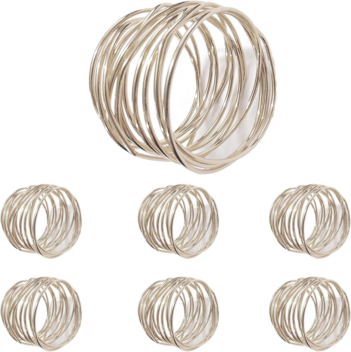 Silver Napkin Rings - 6 PCS Metal Napkin Rings(Twisted Wire) Napkin Holders Buckles for Family