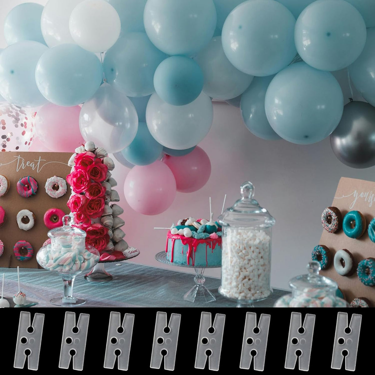 200pcs Plastic Balloon Clips Ties for Sealing H Shape Bulk Balloon Ties Clips Tool for Birthday
