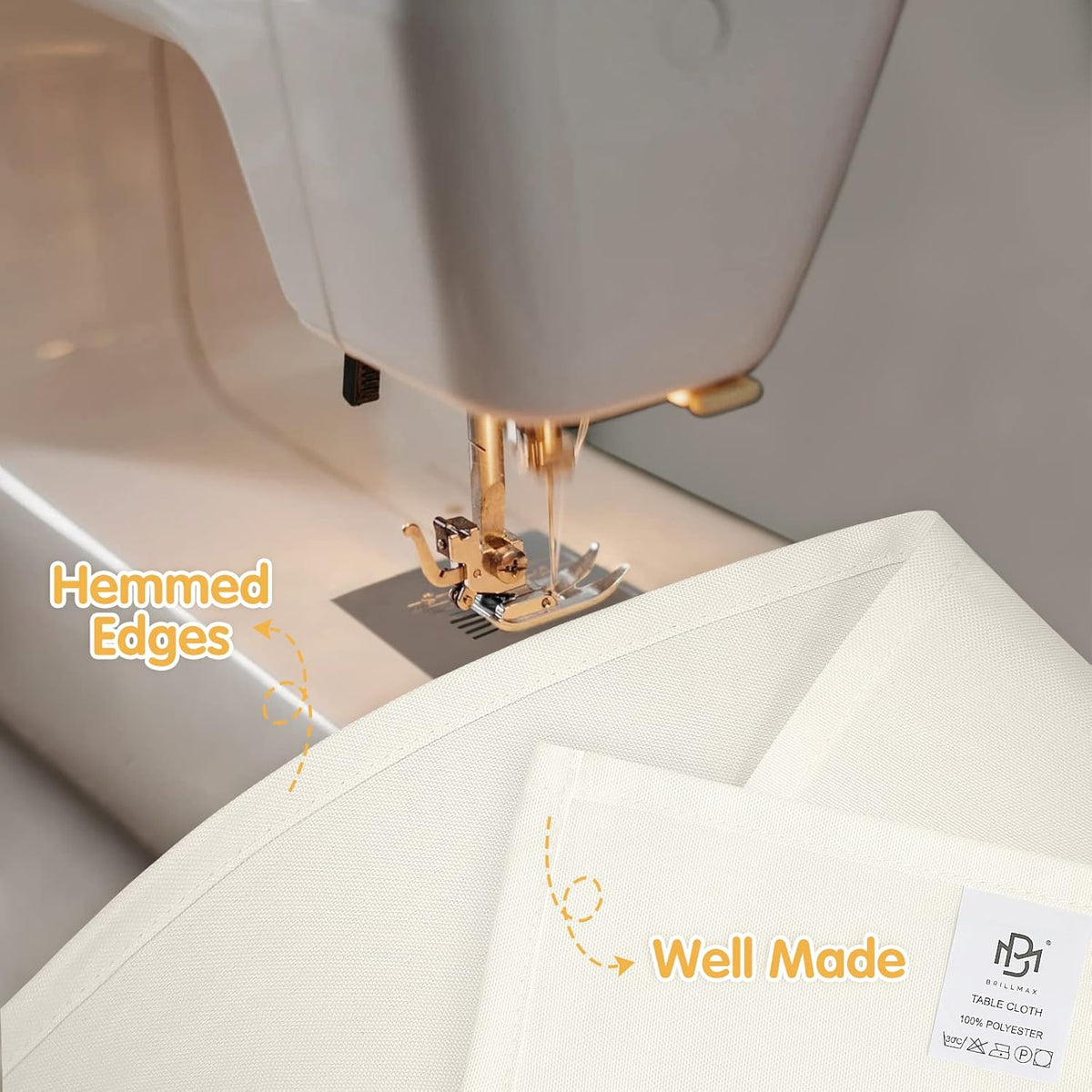 BRILLMAX 6 Pack Ivory Tablecloths for 6 Foot Rectangle Tables 90 x 132 Inch - 6ft Rectangular Bulk