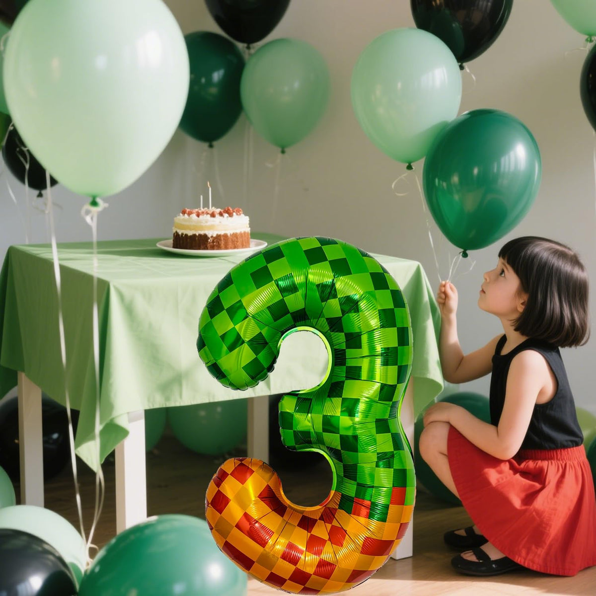 Pixel & TNT Theme 40in Giant Number Balloons - Foil Mylar Birthday Party Decorations for Kids
