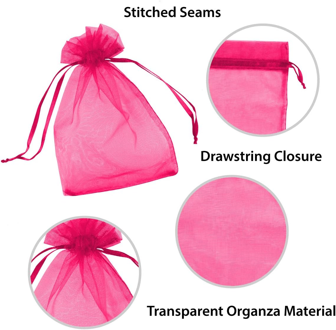 Super Z Outlet 100 Pack 5x7 Inch Mini Sheer Drawstring Organza Transparent Bags Jewelry Sack