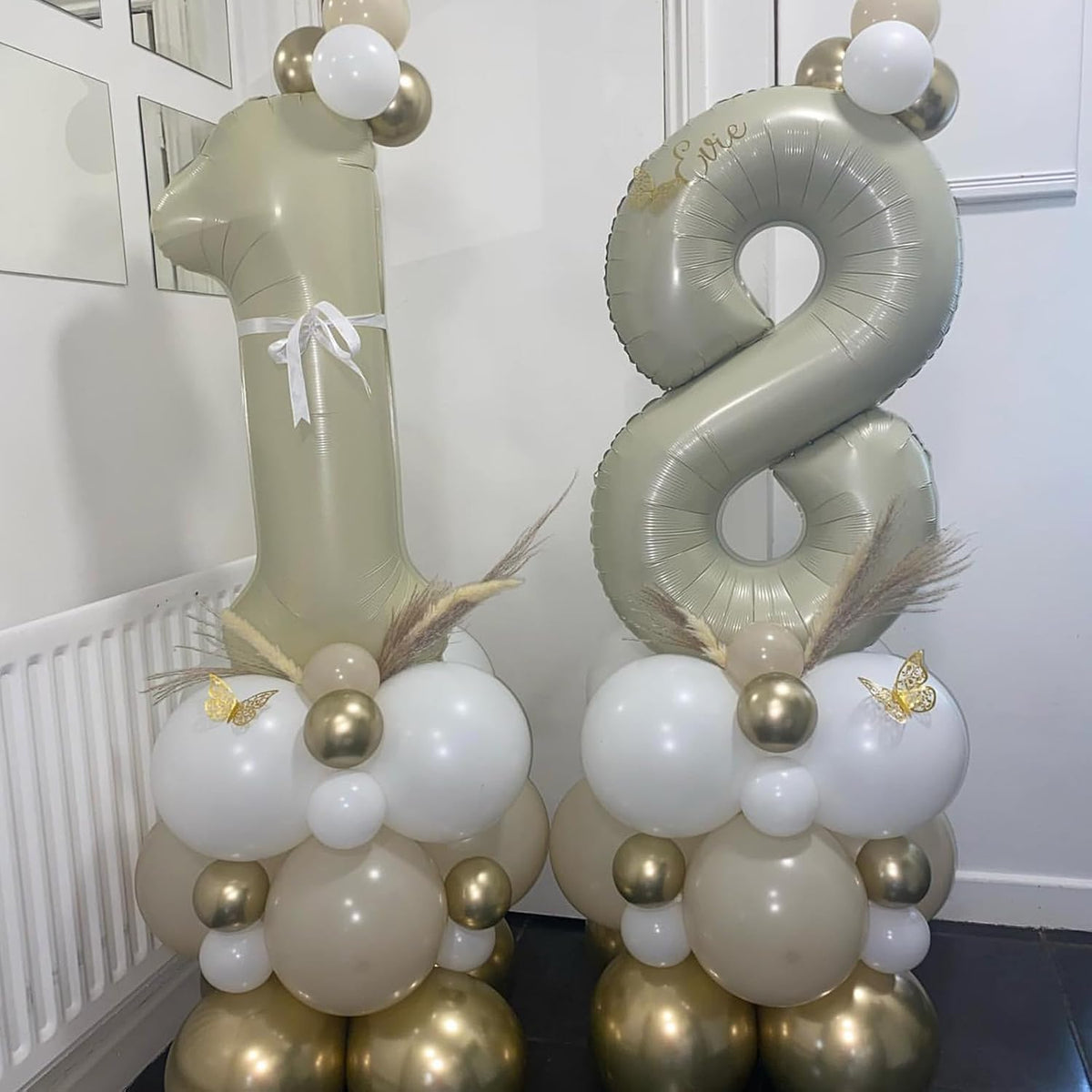 40 Inch Balloon Number 8 Beige, Large Foil Cream Number 8 Balloons Set 0-9 for Men Women, Self