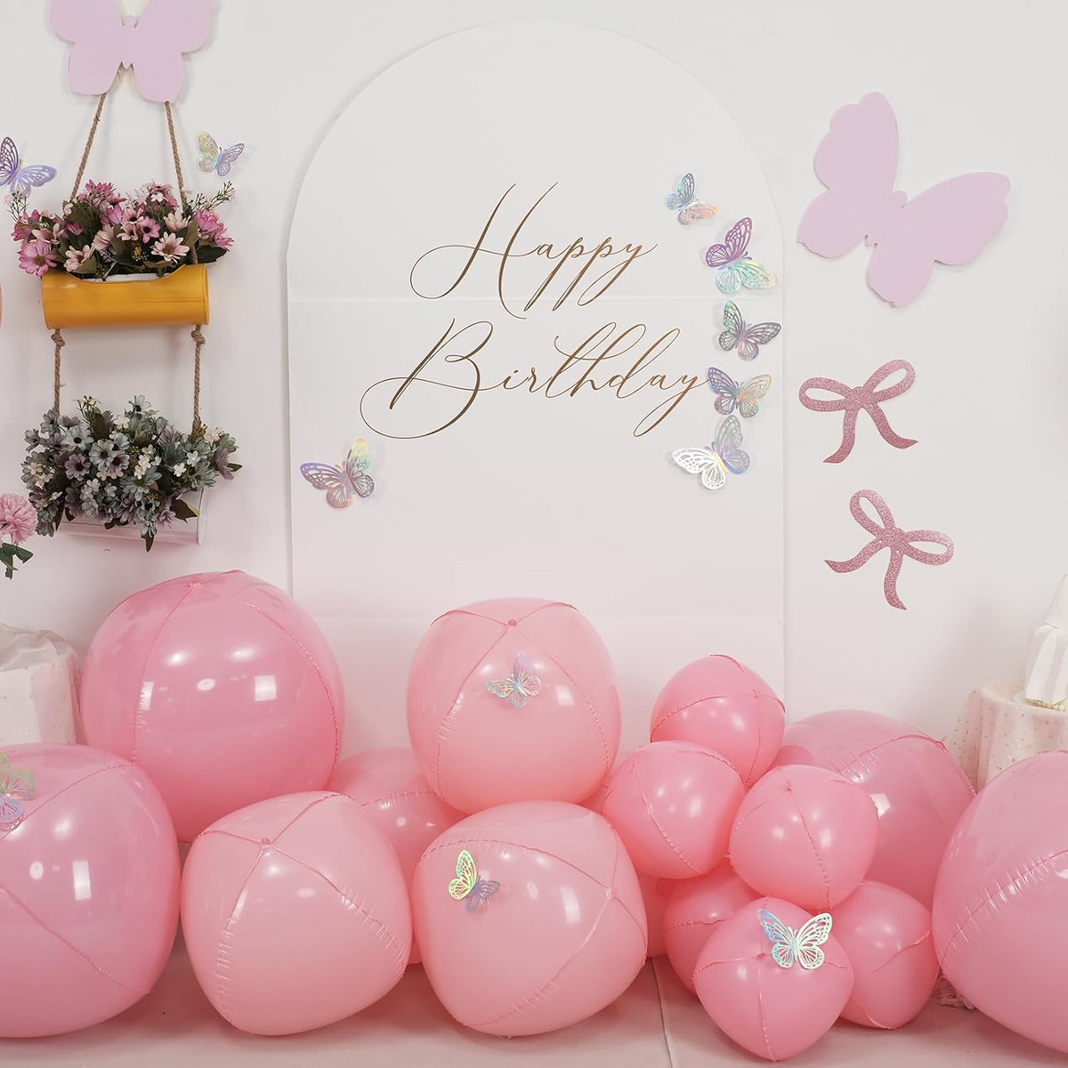12Pcs Baby Pink Round Foil Balloons, 22" 15" 10" 4D Helium Light Pink Mylar Balloon, Pastel Pink