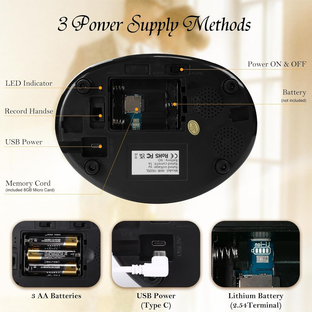 Audio Guest Book Wedding Phone,Audio Guestbook Phone Vintage Style Audio Message Voicemail for