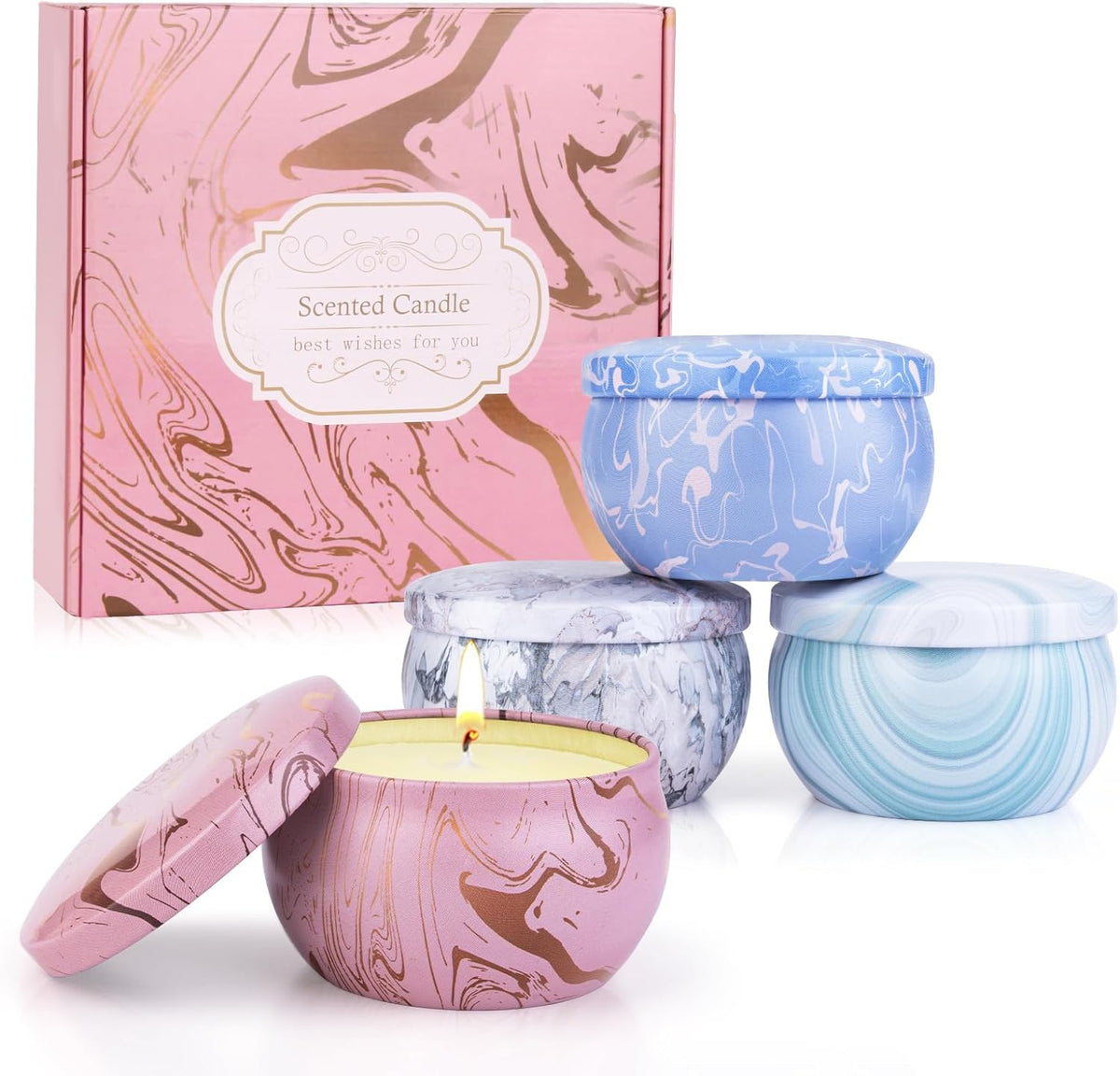Candles - Scented Candles Gift Set for Women, 4 Packs Natural Fragrance Aromatherapy Candles for