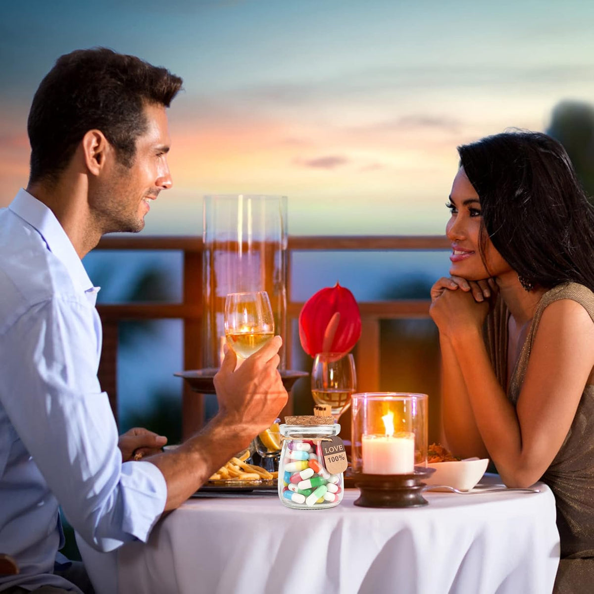 Capsule Letters Message in a Bottle - Long Distance Relationships Gift for Boyfriend Girlfriend