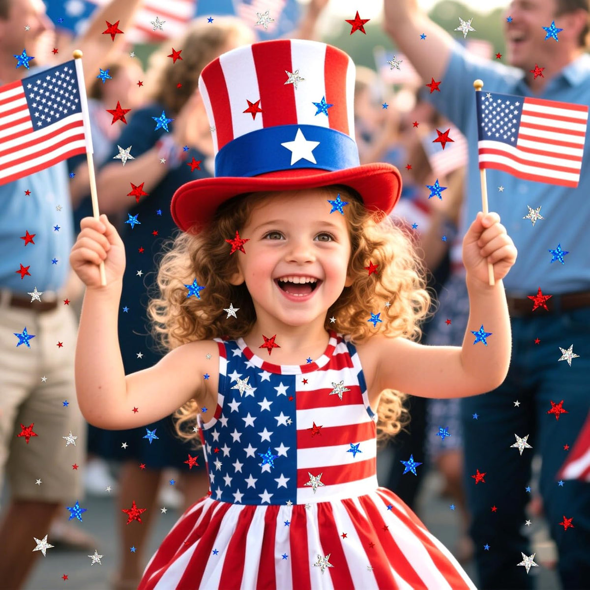 MARFOREVER Glitter 4th of July Star Confetti, Red White Blue Star Sprinkles Independence Day