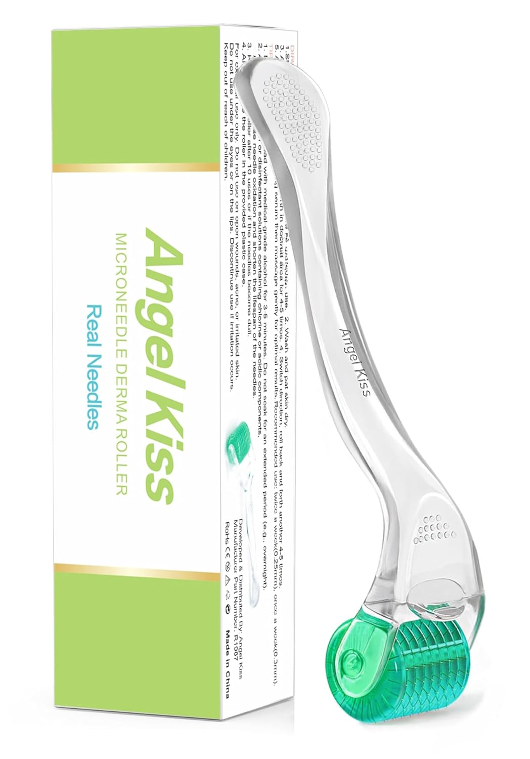 Derma Roller REAL NEEDLE for Face, Body, Hair, Scalp, Beard | Angel Kiss Upgraded 192 Titanium