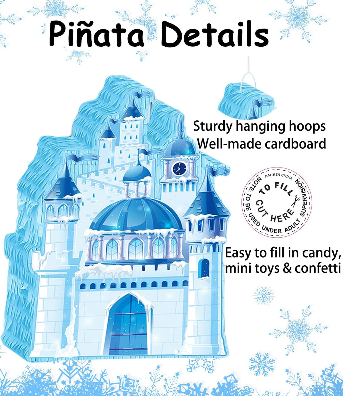 Princess Winter Pinata for Girl Birthday Party Wonderland Themed Christmas Decorations Blue Ice