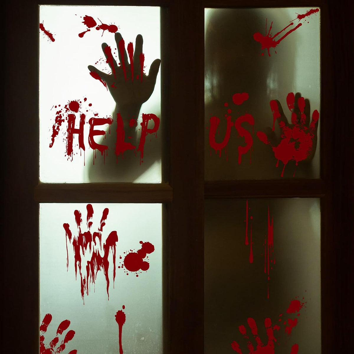 Halloween Window-Clings-Decorations Bloody-Handprint-Footprint Stickers, Scary Halloween Party