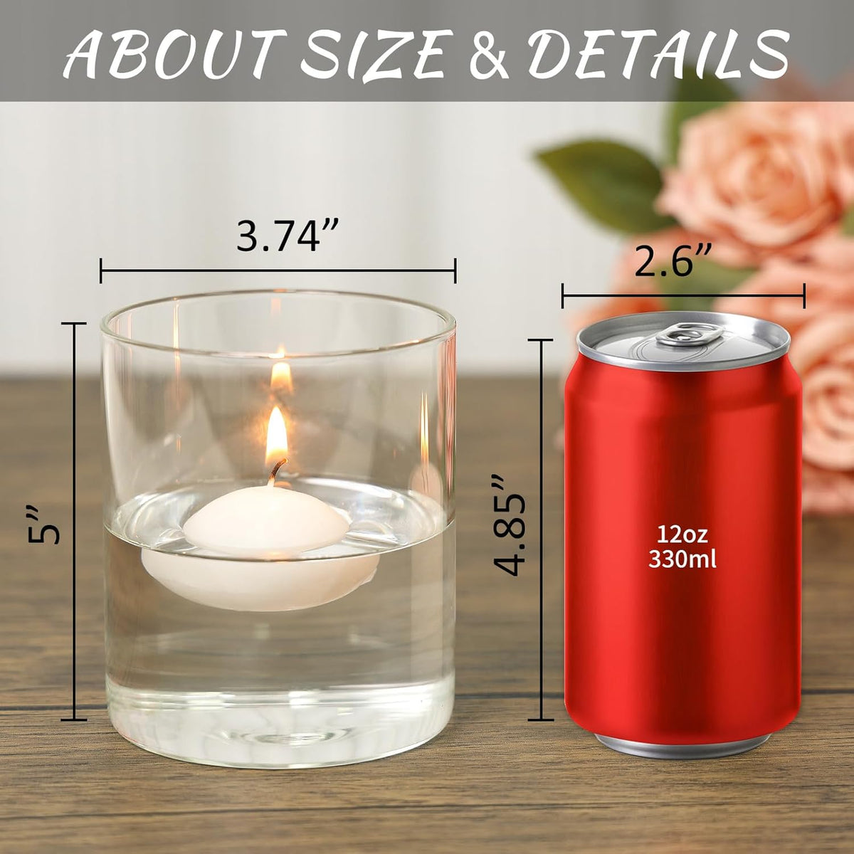 Glass Cylinder Vase Set of 6 for Centerpieces, 5 Inch Short Clear Flower Vases Bulk, Glass