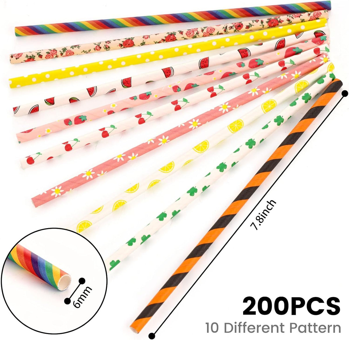 HAKACC Paper Straws for Drinking, 200PCS Party Straws for Birthday Wedding and Holiday DIY