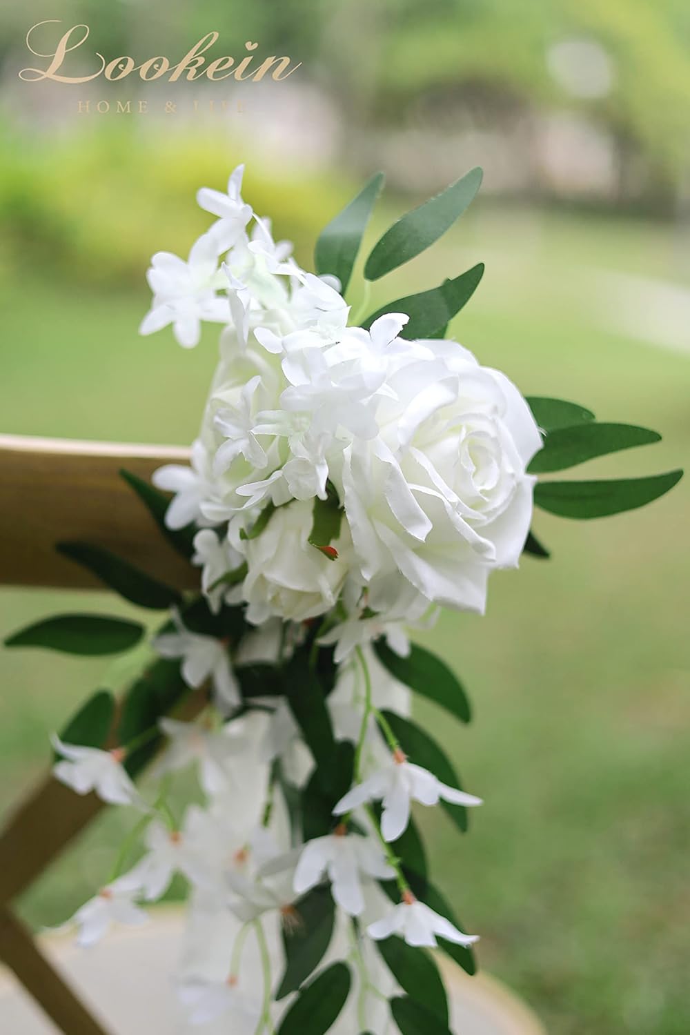 Lookein Set of 8 Pew Flowers for Wedding Ceremony Chair Decorations Bench Decoration Wedding Aisle