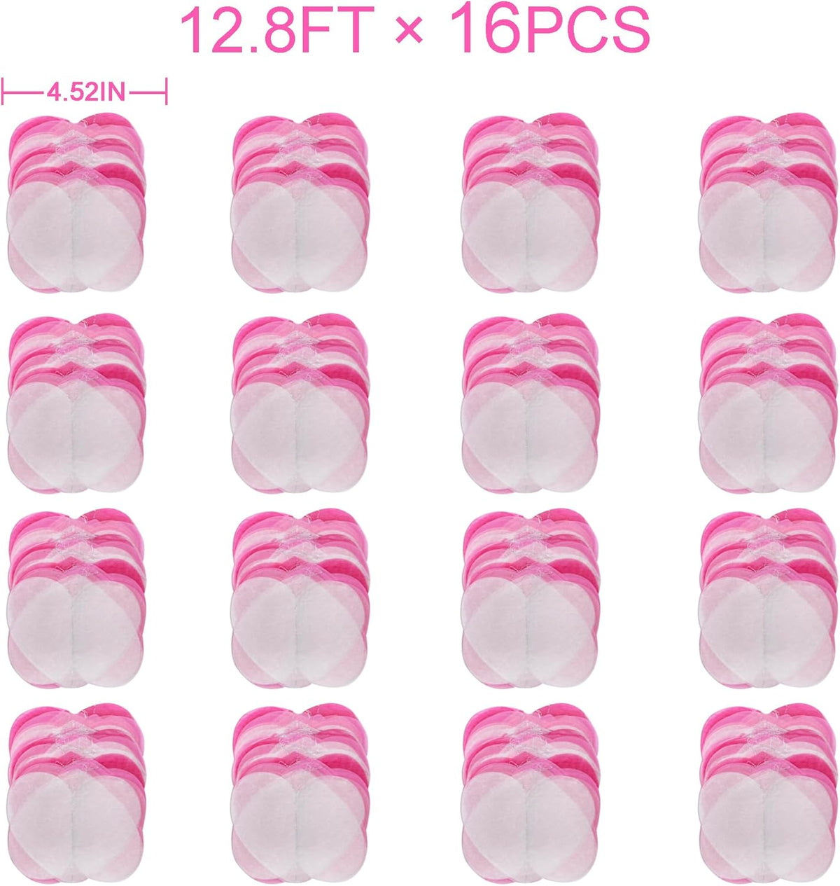 205 Ft Hot Pink Party Decorations Ombre Pink White Heart Backdrop Streamer Tissue Paper Heart