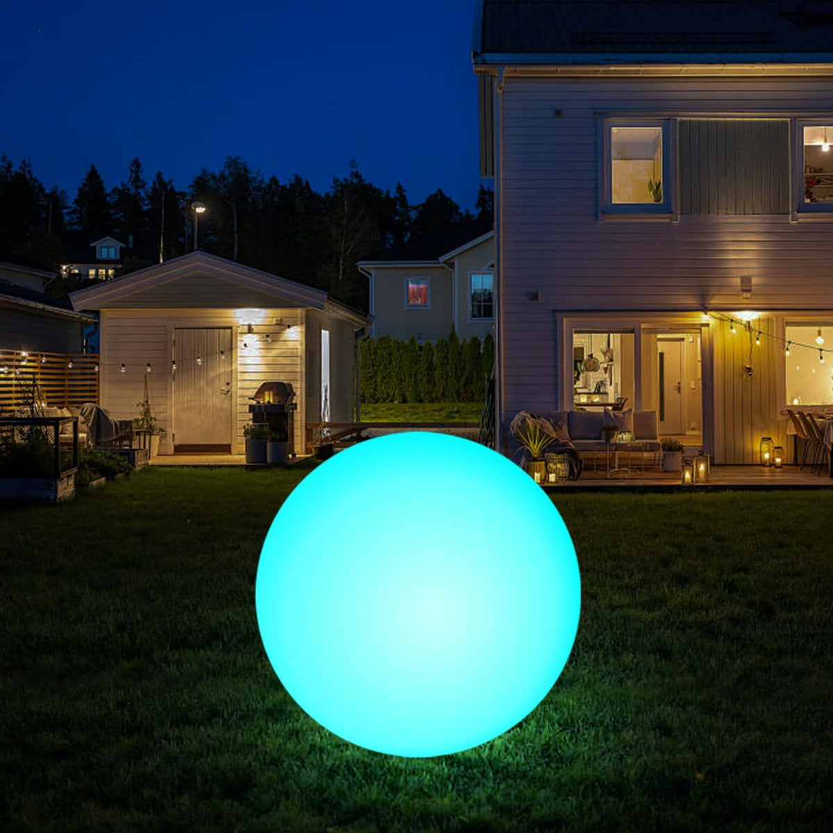 infray 12-Inch LED Ball Light, Solar Rechargeable Globe Light Color Changing Solar Globe Lamp IP67