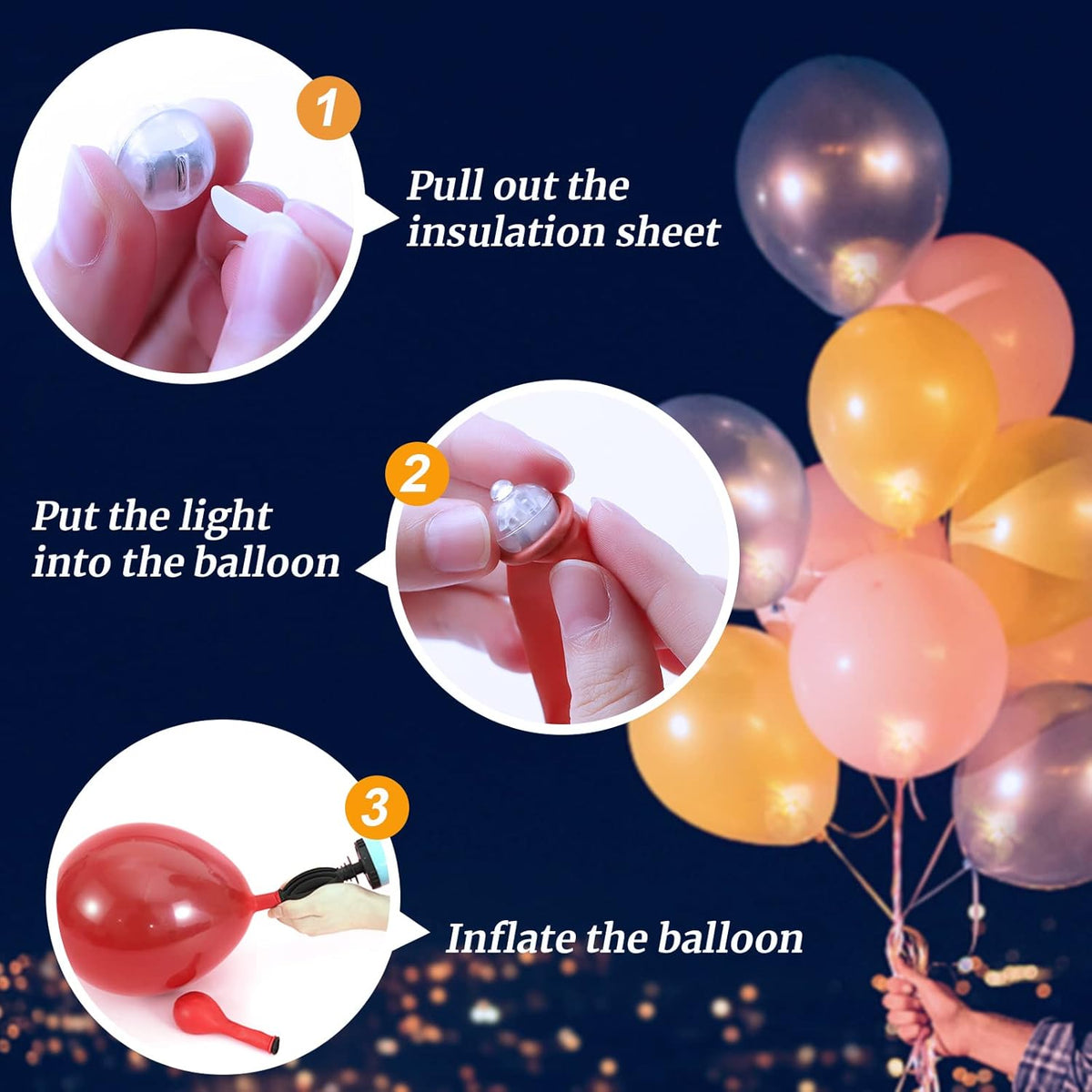 ZGWJ 200Pcs Mini Led Lights with Hooks, Long Standby Time Balloons Light, Mix Colors for Party