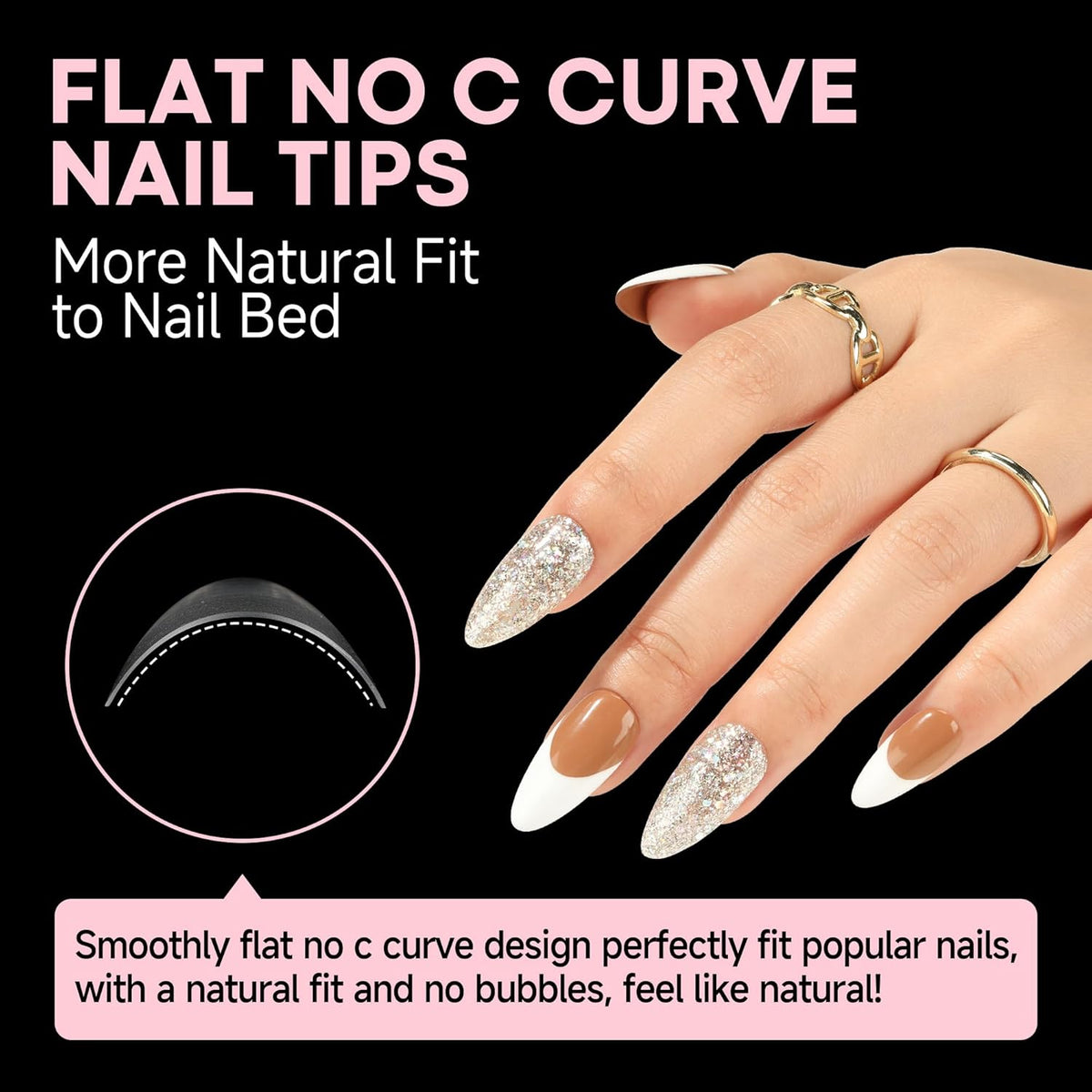 UNA GELLA Gel Nail Tips Almond Shape: 504pcs Medium Almond Nail Tips Half Cover Upgrade Soft Gel
