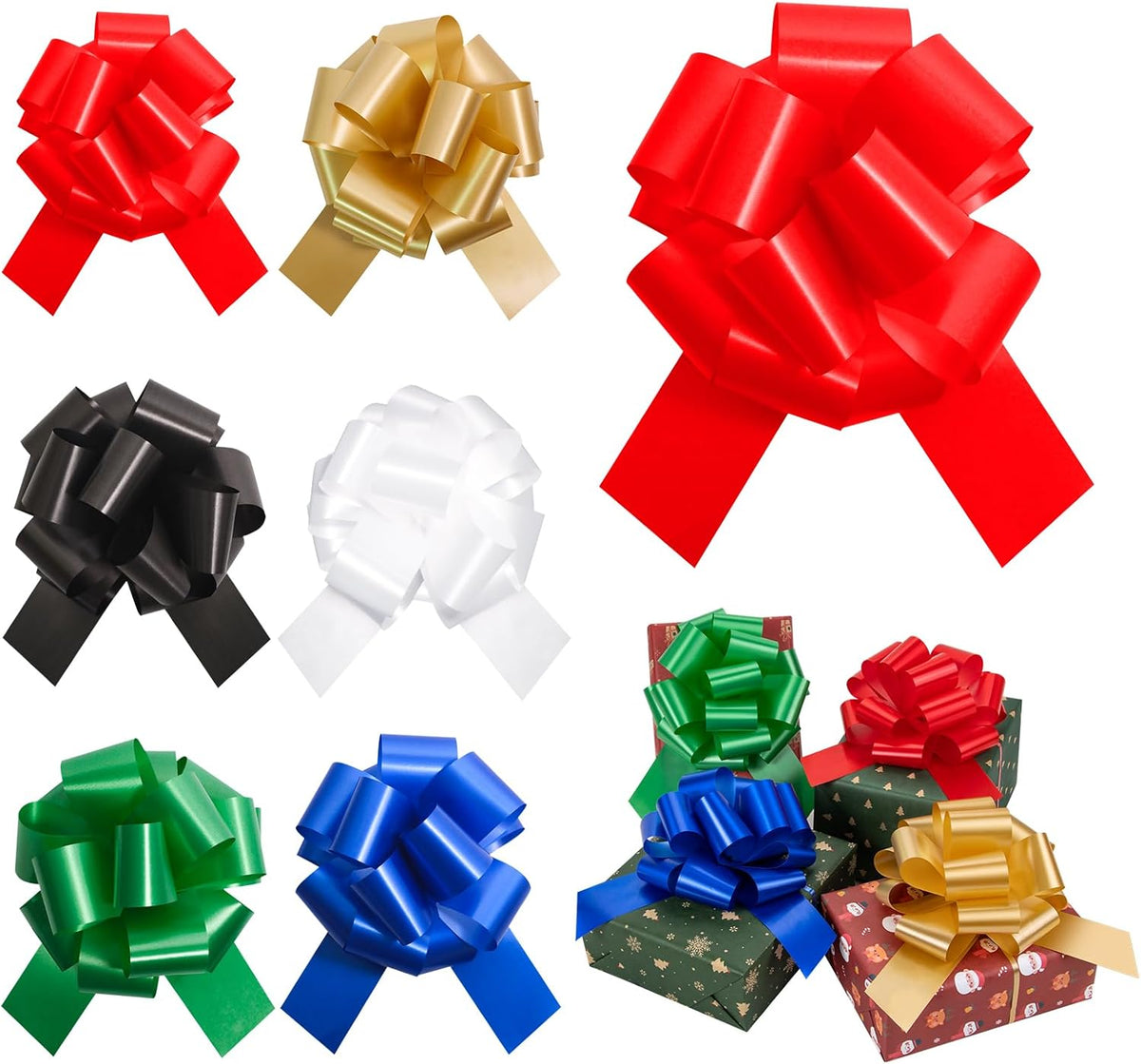 6 Pcs 6 Inch Red Pull Bows, Perfect for Gift Wrapping, Gift Wrapping Baskets Wedding Christmas