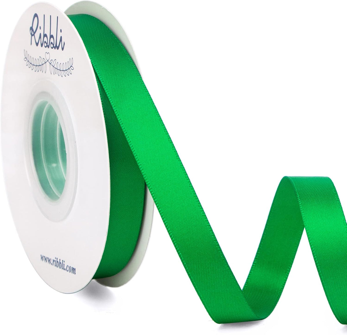 Ribbli Emerald Green Double Faced Satin Ribbon,1/2” x Continuous 25 Yards,Use for Bows Bouquet,Gift