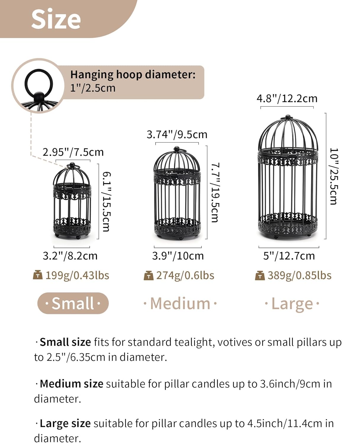 NUPTIO Vintage Bird Cage Decor: Decorative Bird Cage Candle Holder for Table - Hanging Metal Small