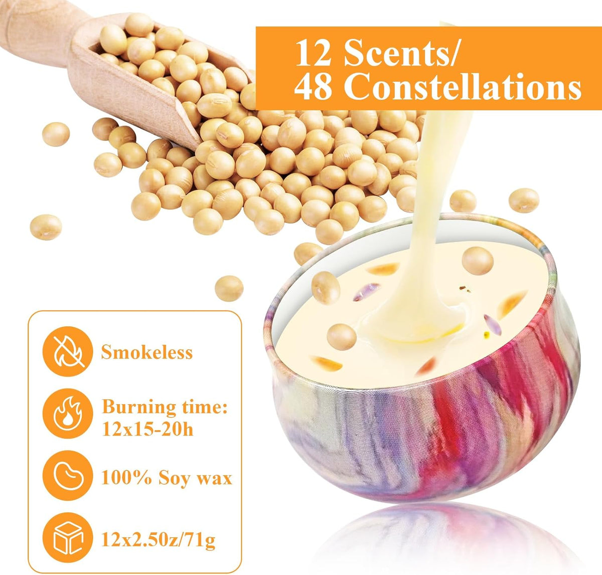 48PCS Scented Candles Gift Set Long Lasting Soy Wax Aromatherapy Candles for Home Wedding Baby