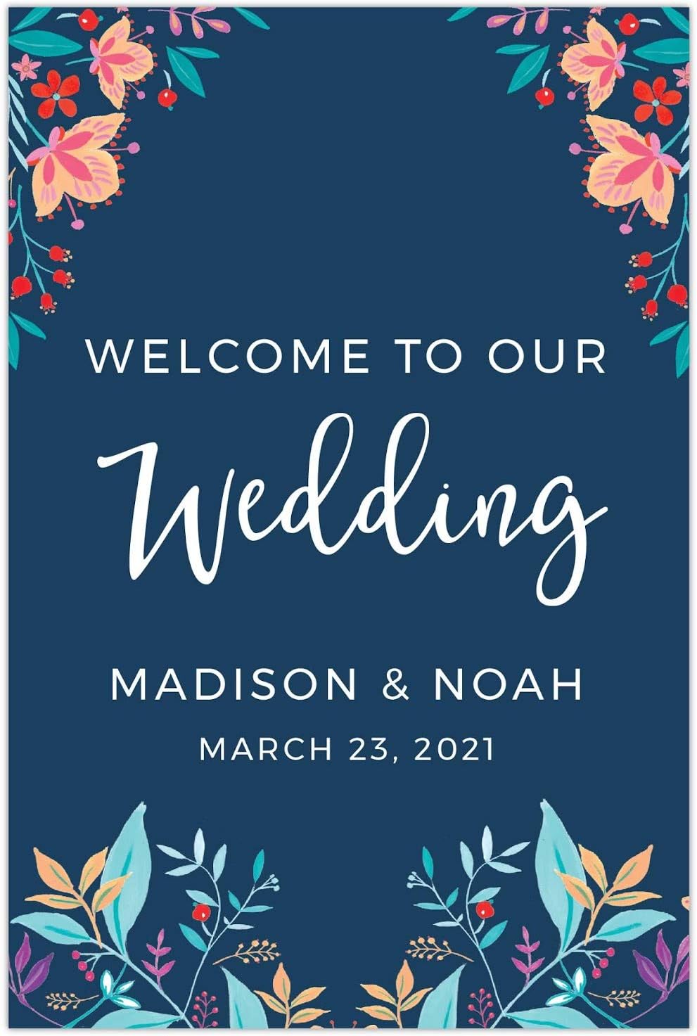 Andaz Press Personalized Extra Large Wedding Easel Board Party Sign, 12x18-inch, Vintage Bohemian