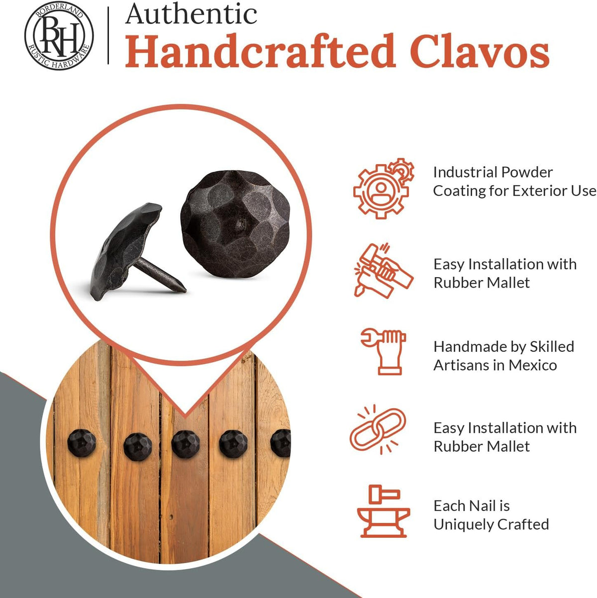 50 Pack 1" Small Round Head Iron Clavos Decorative Nails – Sealed Unfinished – Handmade Rustic