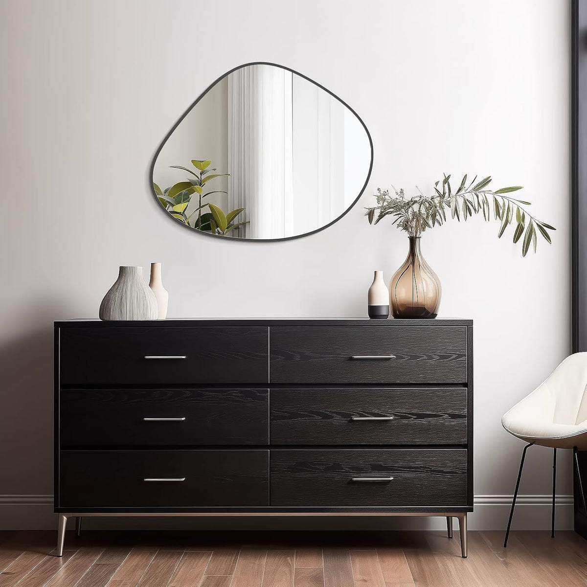 WallBeyond Asymmetrical Mirror, Irregular Wall Mirror for Bathroom, Abstract Wall Mirrors