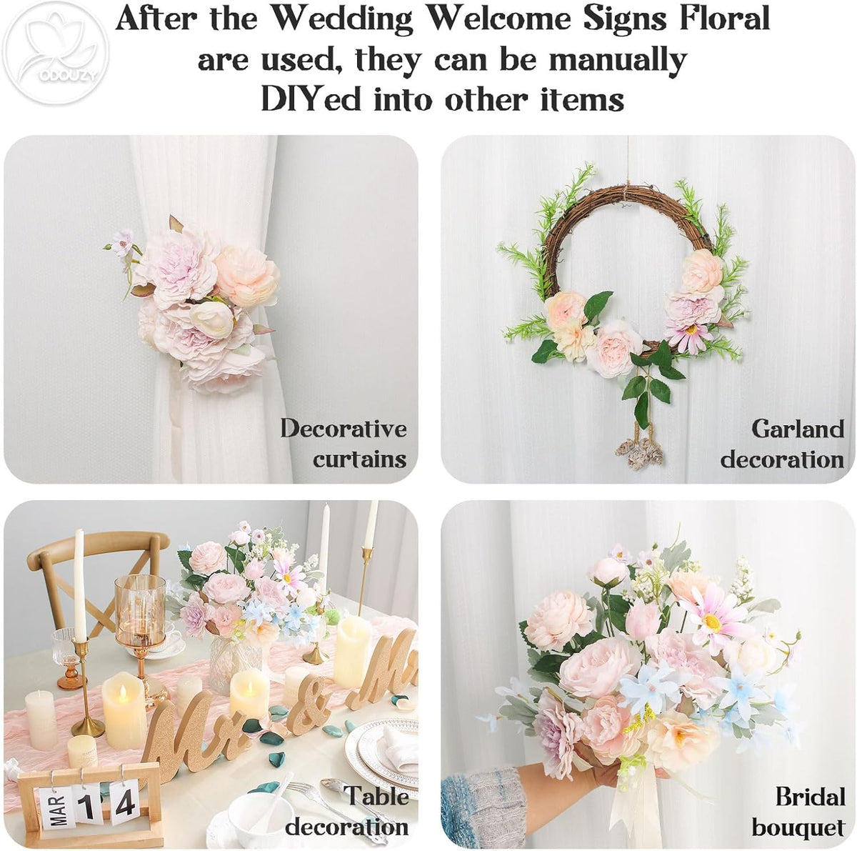 Wedding Arch Flowers Kit,Artificial Flower Arch Decor (Set of 3),2pcs Artificial Flower Arrangement