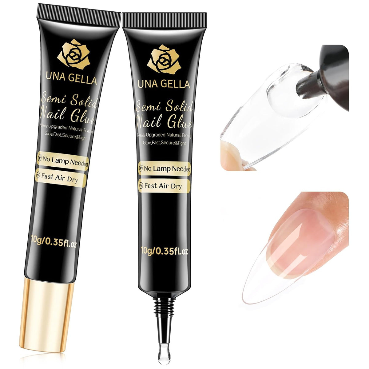 UNA GELLA No Lamp Need Solid Nail Glue for Press Ons: Nails Acrylic Nails Super Strong Semi Nail
