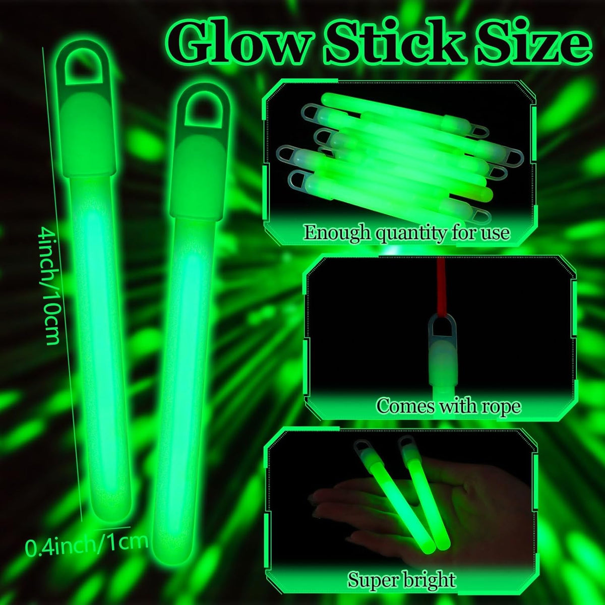 150 Pcs Green Glow Sticks Bulk 4 Inch Emergency Bright Light Sticks with Lanyard Fishing Glow