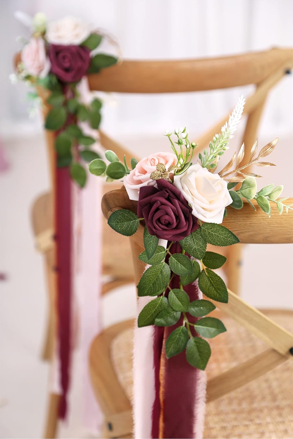 Wedding Aisle Decorations for Wedding Ceremony Set of 10 Pew Flowers for Church Chair Decorations