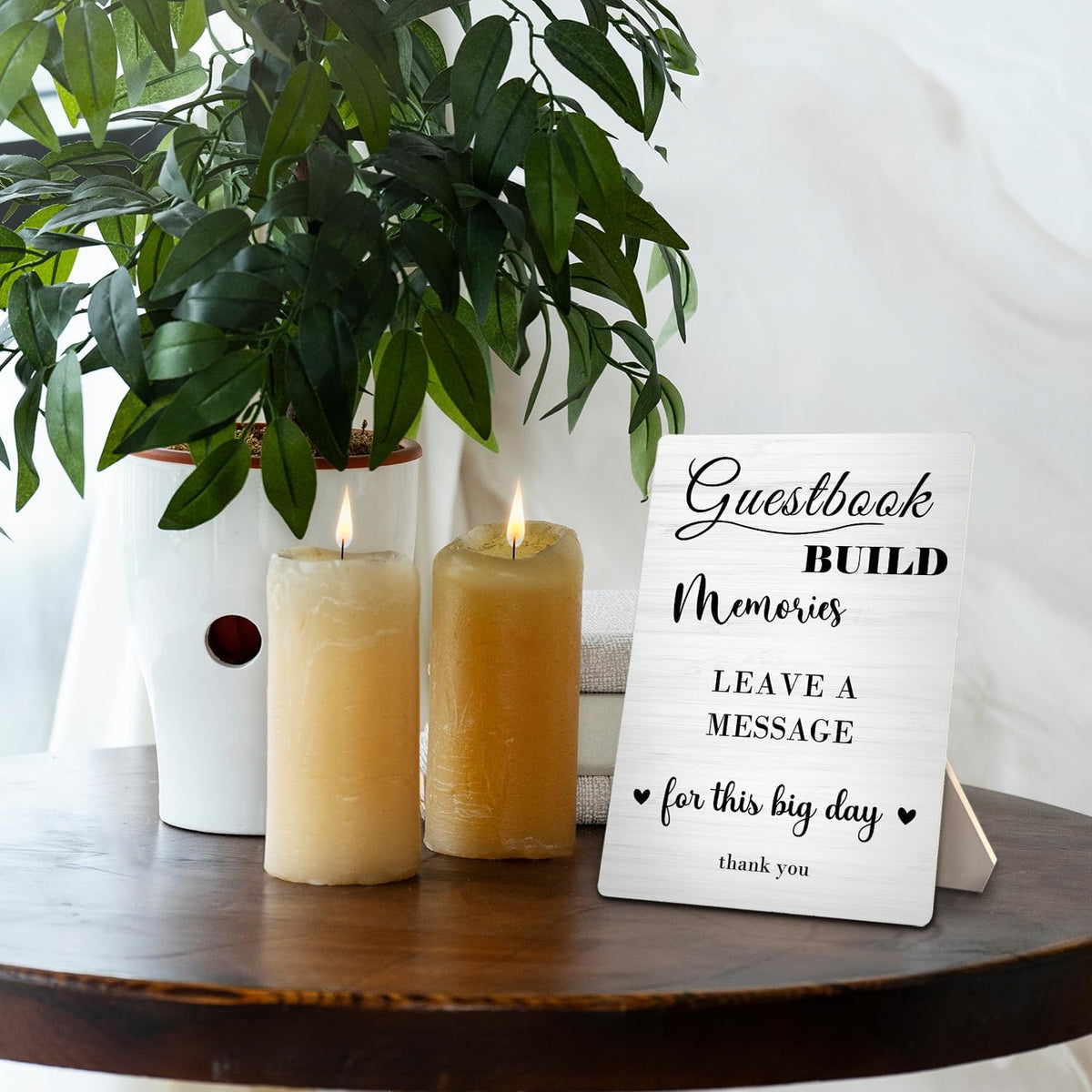 Guestbook Sign, Wedding Guestbook Wooden Sign Stand 5x7inch, Message Guest Book Wedding Sign Stand