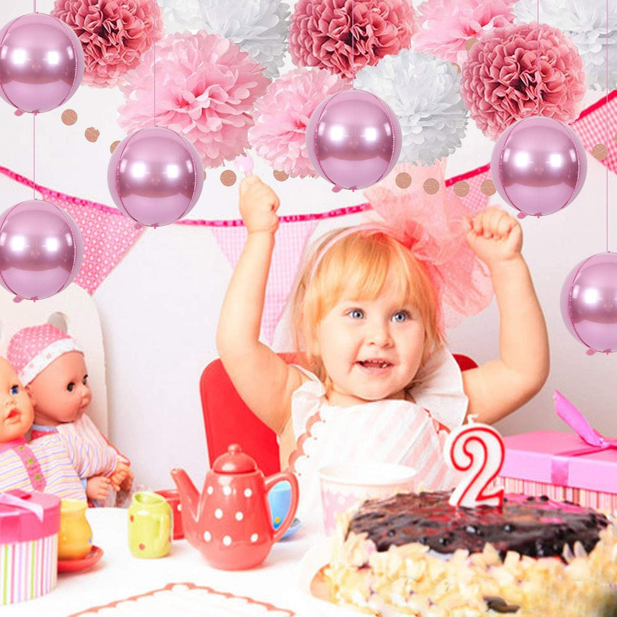 10 pcs Light Pink 4D balloon, 10 inch Foil Mylar Sphere Balloon for Birthday