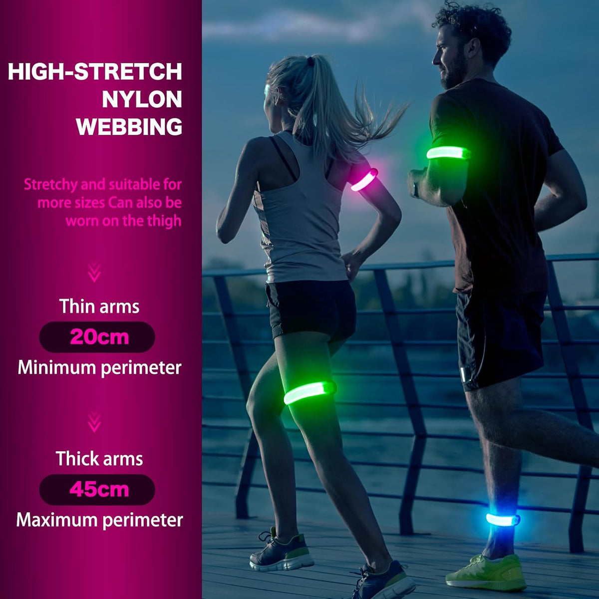 LED Armband Running USB Rechargeable(2 Pack), High Visibility Wristband for Runners, Joggers, Pet
