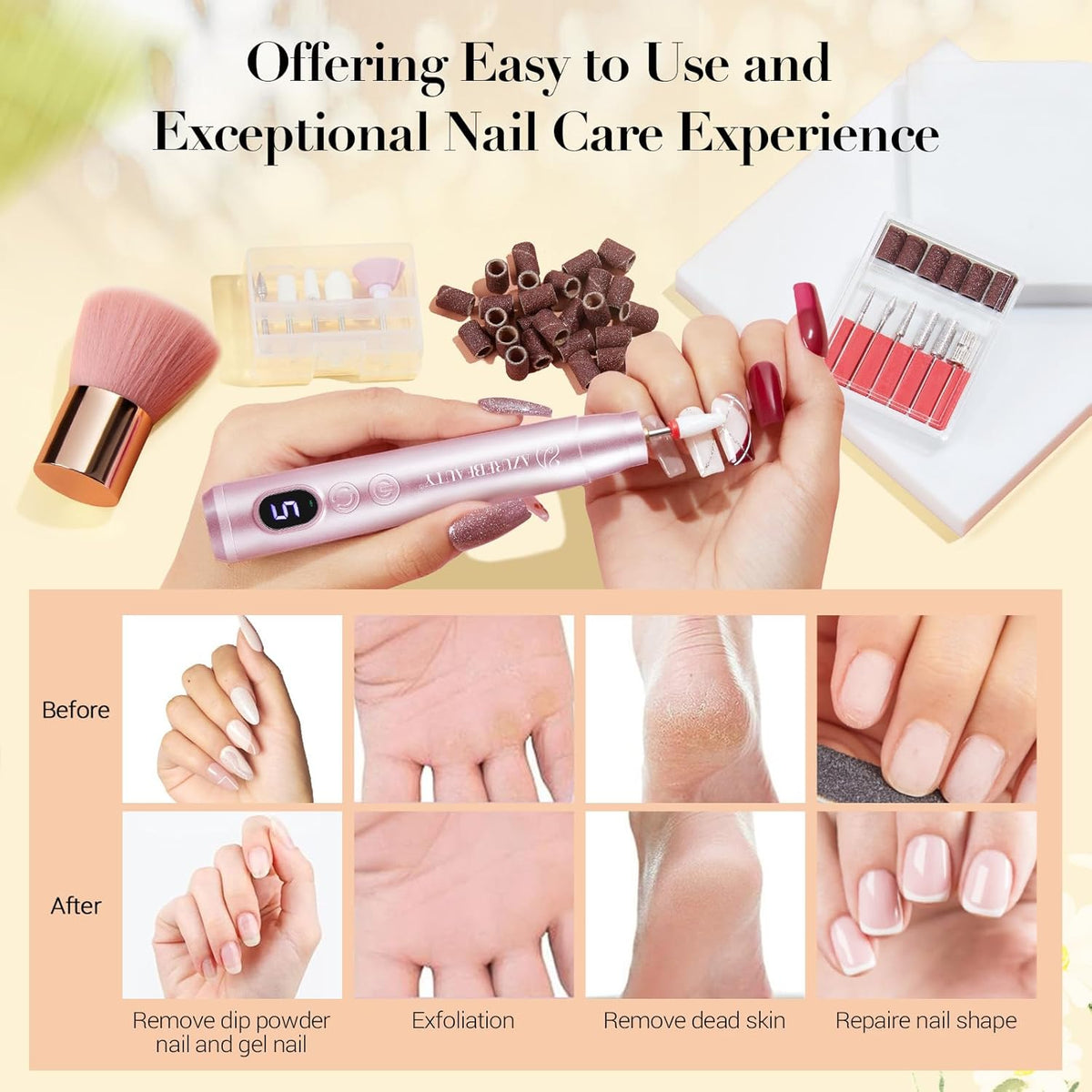 AZUREBEAUTY Dip Powder Nail Kit with Electric Nail Drill 24 Colors Bright Green Pink Orange Nail