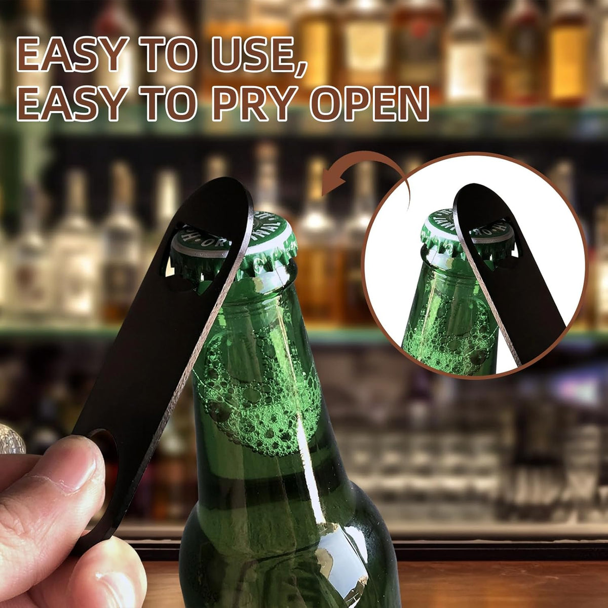 100 Pack Flat Beer Bottle Opener 3.5 inch Stainless Steel Flat Bottle Opener Black Beer Bottle