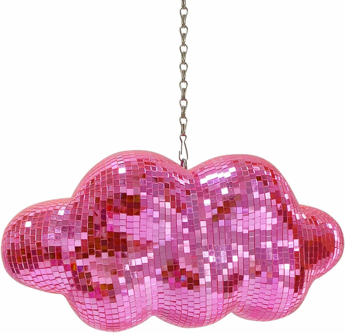 Pink Disco Ball Cloud Shaped, Hanging Disco Decor for Party,Room,Home, Retro Reflective Mirror Ball