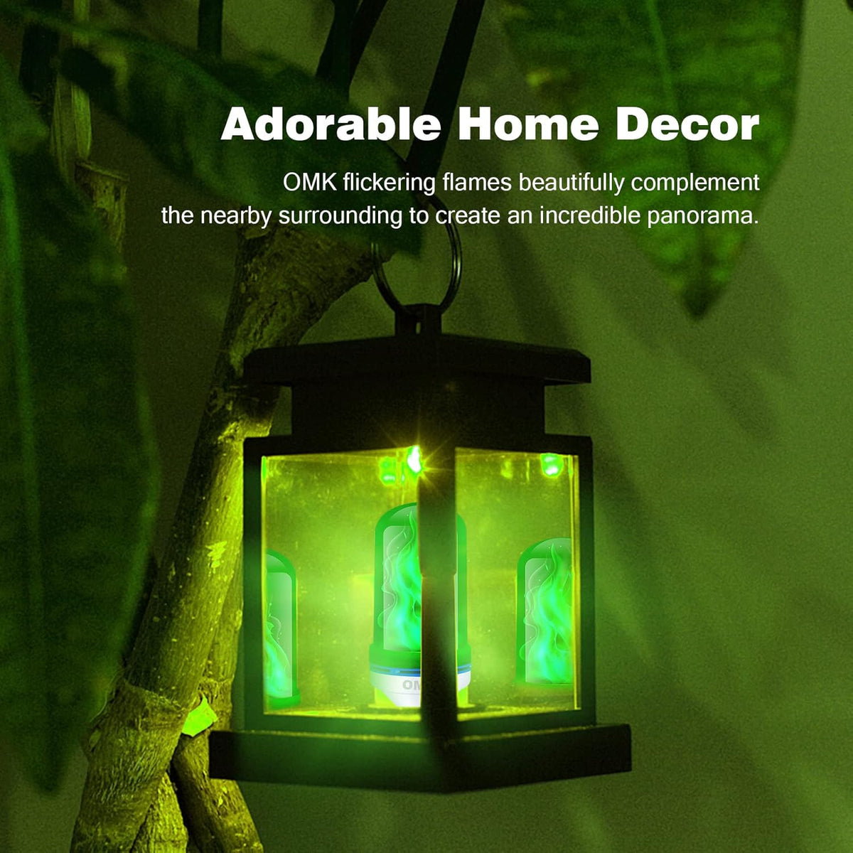 OMK - Christmas Decorations LED Flame Effect Light Bulbs - Upgraded 4 Modes Green Fire Simulated