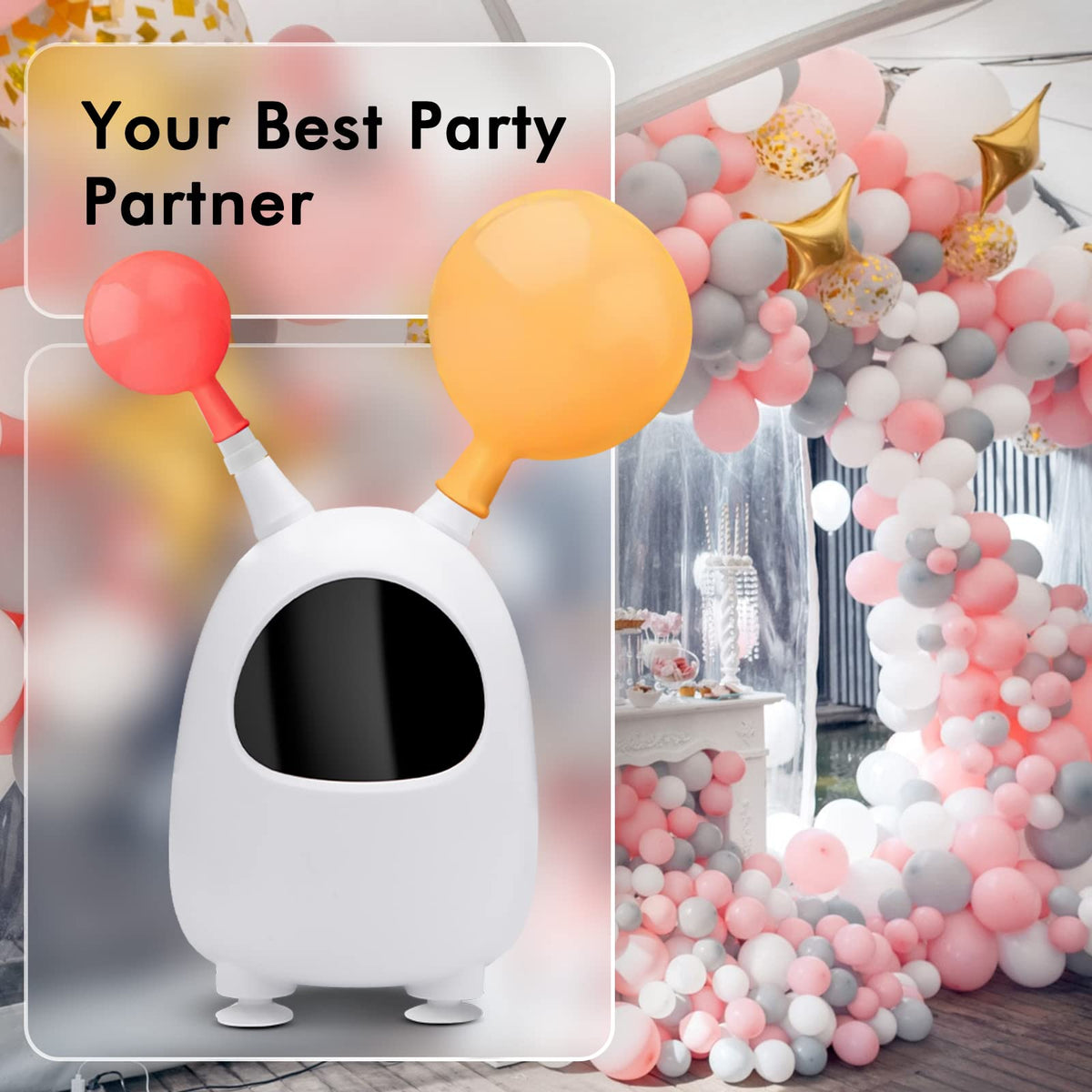 Balloon Pump Electric, SPLAKS Balloons Inflator Air Pump Portable Balloon Blower for Garland Arch